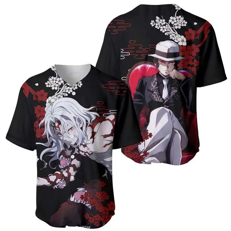 Men's Demon Slayer (Kimetsu No Yaiba) Muzan Kibutsuji Sublimation Baseball Jersey - High-Quality Otaku Cosplay Gift Shirt