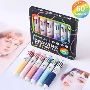 New 6-piece multi-color ballpoint pen set, 0.8mm, 10-in-1 colored pens, retractable fine-point ballpoint pens suitable for office and school supplies, back-to-school gifts, Christmas, perfect back-to-school or birthday gifts