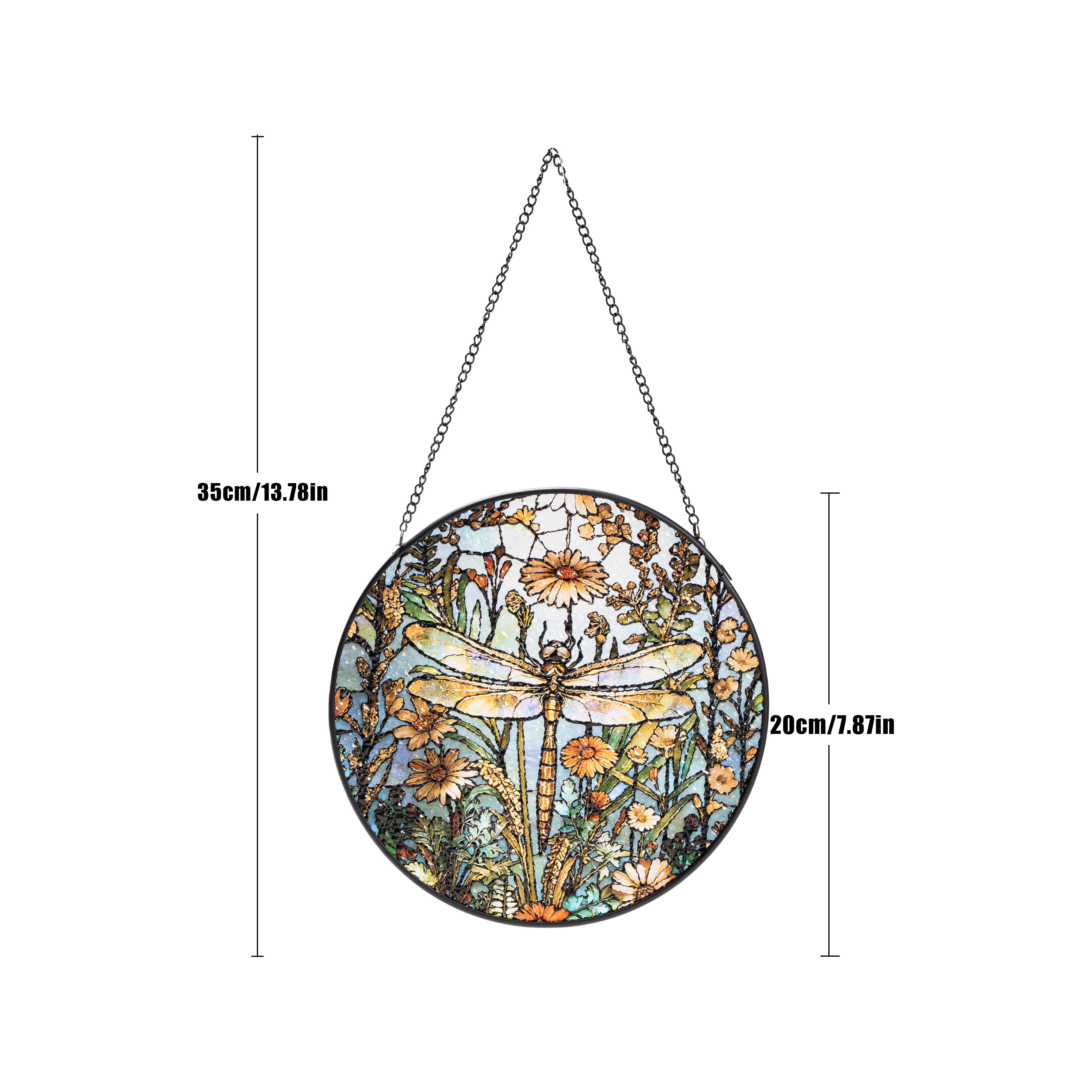 stained glass Hanging Stained Glass for Windows, 20cm/7.87inch Hand-Painted Sun Catcher Garden Hangings Mother's Day Christmas, Valentine's Day Ornaments Festival Gift