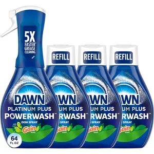 4Pack 64 Fl Oz Power wash Gain Original Dish Spray Liquid Dish 1 Starter Kit + 3 Refills
