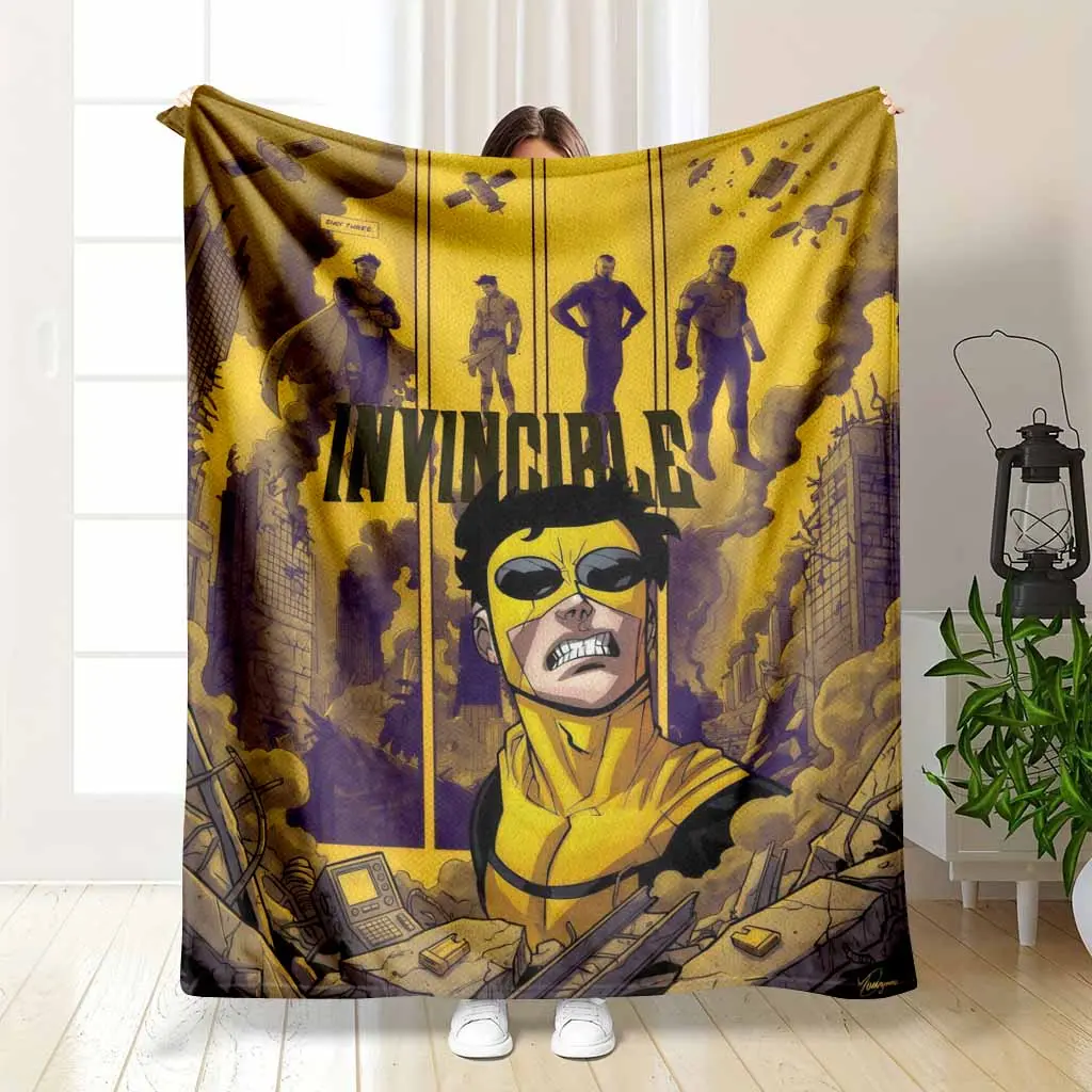 Invincible Mark Grayson Guardians of the Globe Fan Gift — Lightweight Summer AC Blanket Retro Comic Poster Art Thin Breathable Flannel Throw for AC Room Soft Cozy Sofa Bed Decor Gift Use