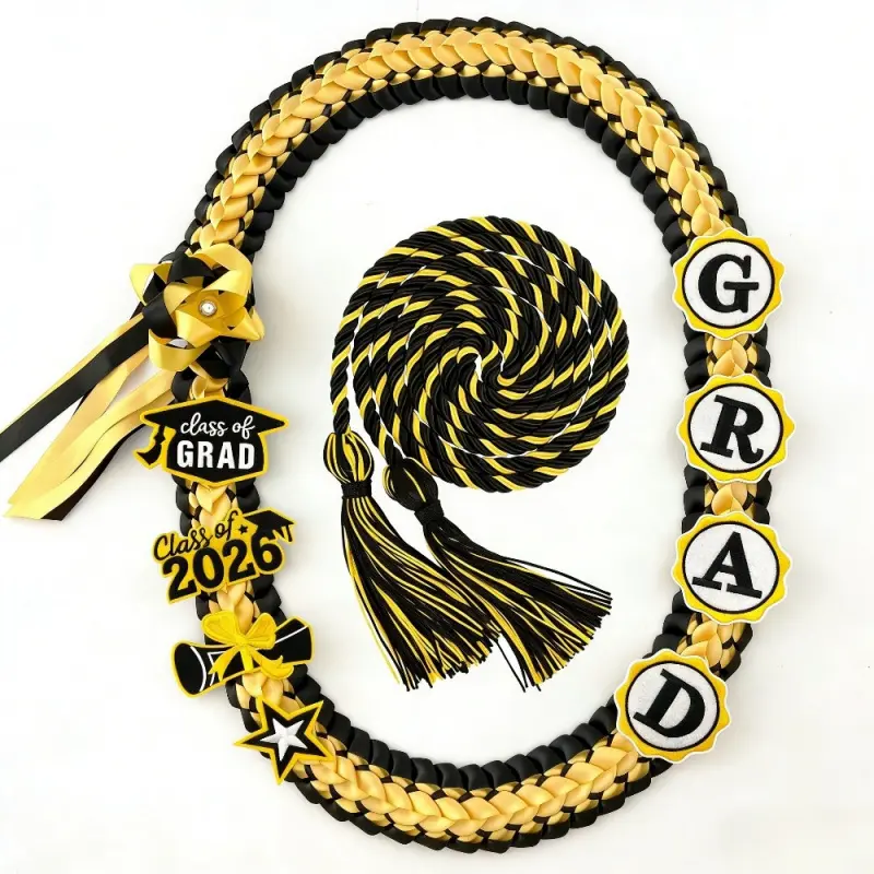 2026 Braided Design Graduation Ribbon Lei, Double Layer Graduation Honor Cord, Two Tone Ribbon Sash, Happy Graduation Gift for High School & College Graduation Ceremony