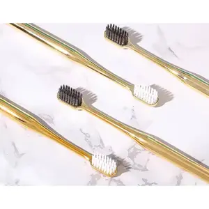 LaserGlow Gold & Silver Soft Bristle Toothbrush with Electroplated Handle for Gentle Cleaning & Brightening Durable Comfortable Grip for Sensitive Teeth Gums Functionality Premium Materials Oral Care