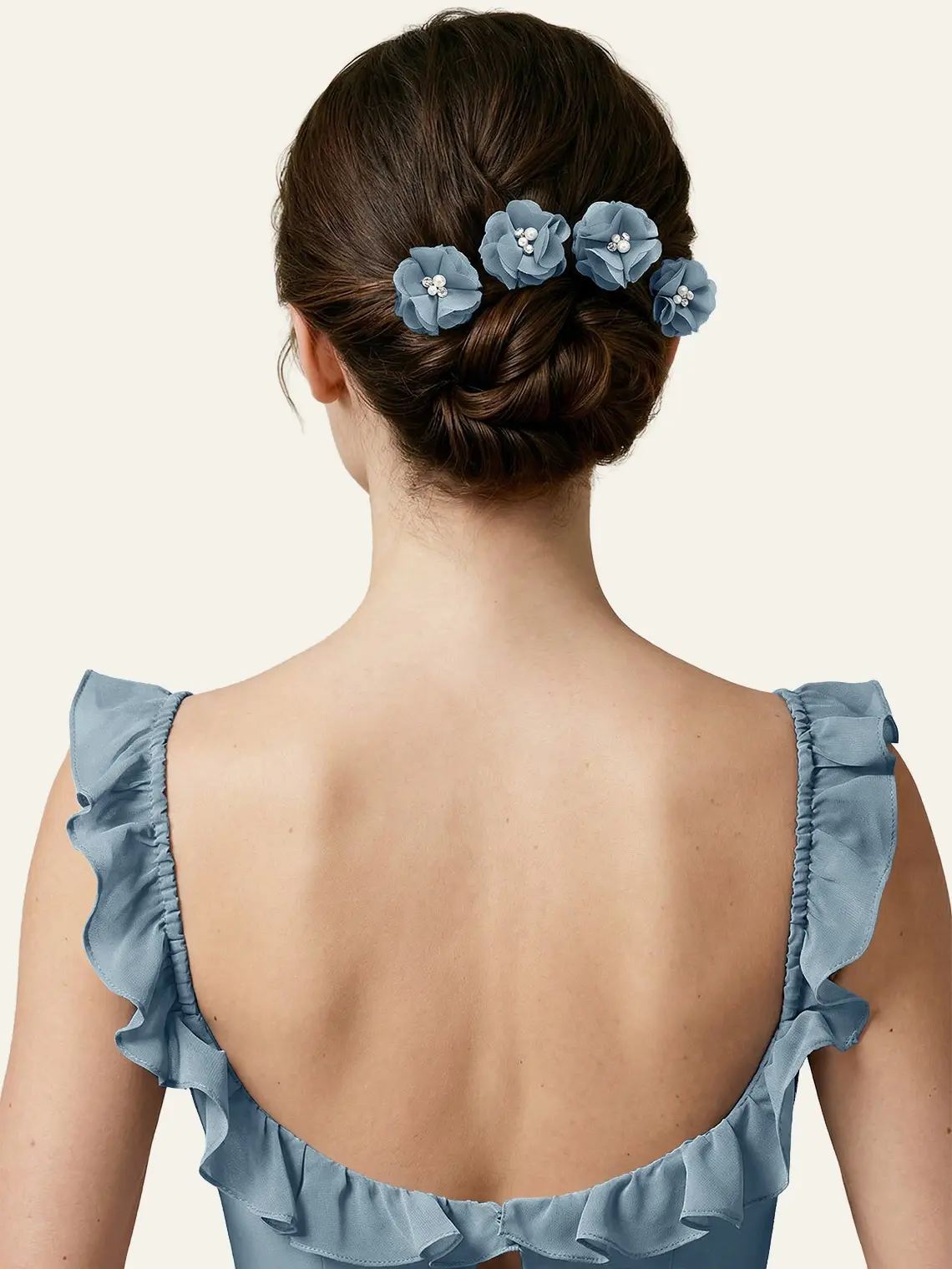 Azazie Four Piece Matching Color Chiffon Hair Clip Set Flowy Romantic Bridesmaid Daily Hairpins