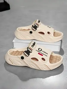 1 Pair Unisex Sporty Slide Sandals, Slipper Shoes, Outdoor Casual Style, Soft EVA Chunky Sole + Breathable Hole Design + Non-Slip Wear-Resistant Outsole + Multi-Color Options, Summer Streetwear / Pool & Beach / Home Commute, Quick-Drying Trendy Slides