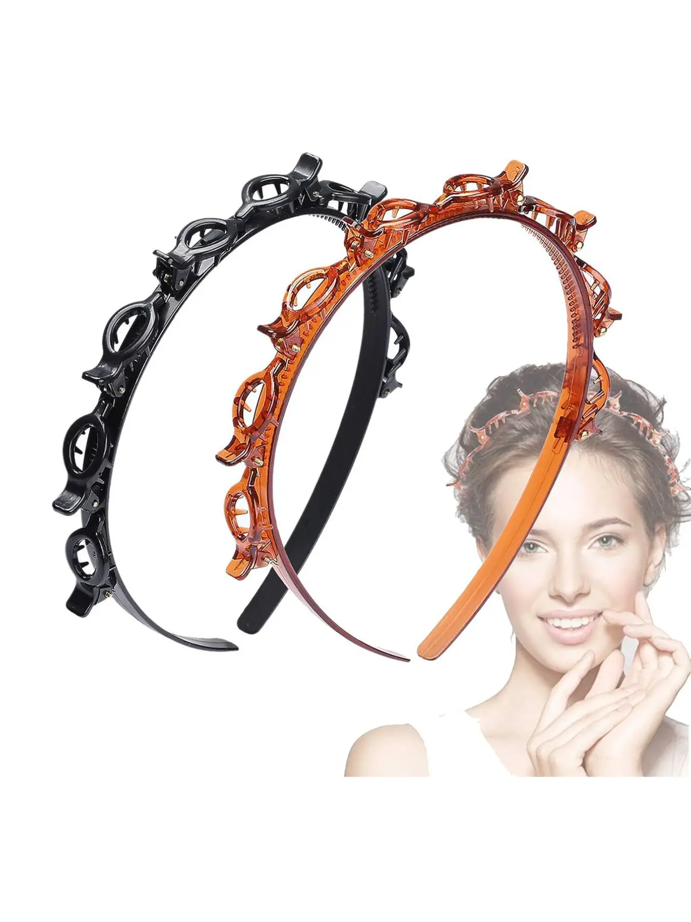 Cute Hair Clip Decor Hairband , Novelty Multifunction Hair Hoop with Clips, Fashionable Hair Accessories for Women, Minimalist Headwear, Trendy Hair Hoop, Elastic Headbands, Adjustable Headband, Goddess Headband, Headband Accessory, Make Up Headband