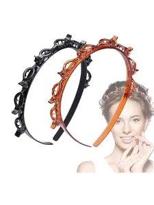 Cute Hair Clip Decor Hairband , Novelty Multifunction Hair Hoop with Clips, Fashionable Hair Accessories for Women, Minimalist Headwear, Trendy Hair Hoop, Elastic Headbands, Adjustable Headband, Goddess Headband