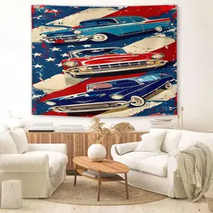 Retro Car Single-Sided Printed Pattern Tapestry, Lightweight Wall Decoration Cloth, Suitable For Bedroom, Apartment, Party Decoration