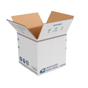USPS Brand Recycled Shipping Boxes, Adjustable Height, 8 in. Lx 8 in. W x 8 in. H, White