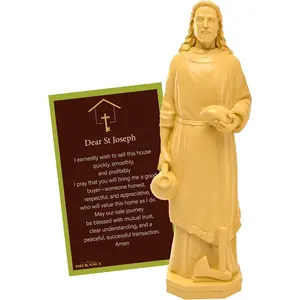 St Joseph Statue for Selling House, Faith-Based St Joseph Statue with House Selling Prayer Card, Ideal for Sell Homes, Religious Activities, Ivory 4Inch 1pcs