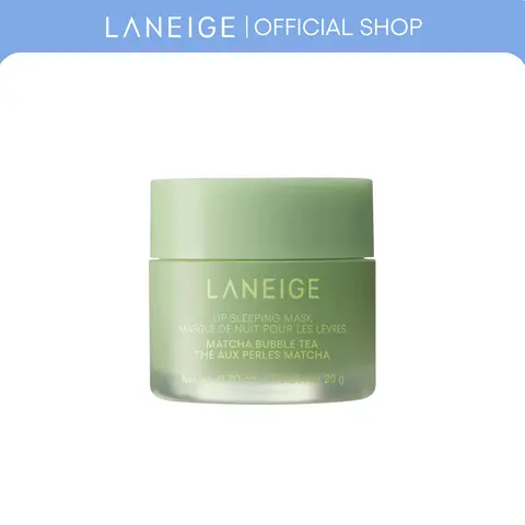 Laneige Bubble Tea Lip Sleeping Mask, Matcha + Taro, Moisturizing, Glossy, Lip Mask, Korean Lip Care Evening Nourishing Smooth Berry