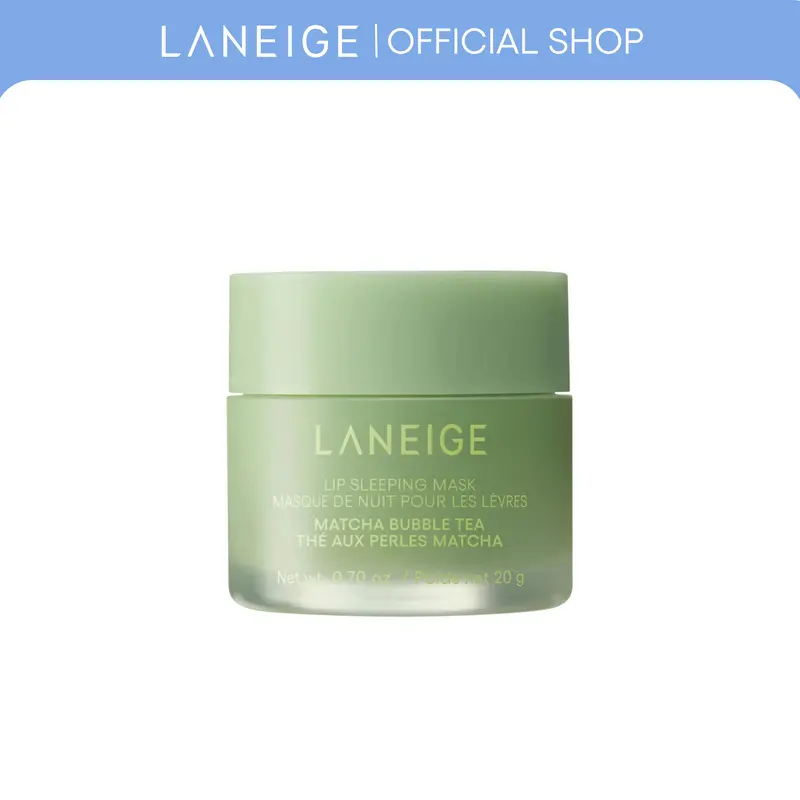 Laneige Bubble Tea Lip Sleeping Mask, Matcha + Taro, Moisturizing, Glossy, Lip Mask, Korean Lip Care Evening Nourishing Smooth Berry