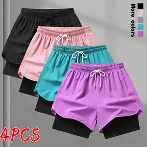 Women’s 3-Pack Trendy Woven Shorts for Spring/Autumn Running & Sports — Quick-Dry, Breathable, Comfortable, Minimalist Casual Athletic Style with Elastic Drawstring Waist and Medium Stretch; Suitable for Home and Outdoor Use