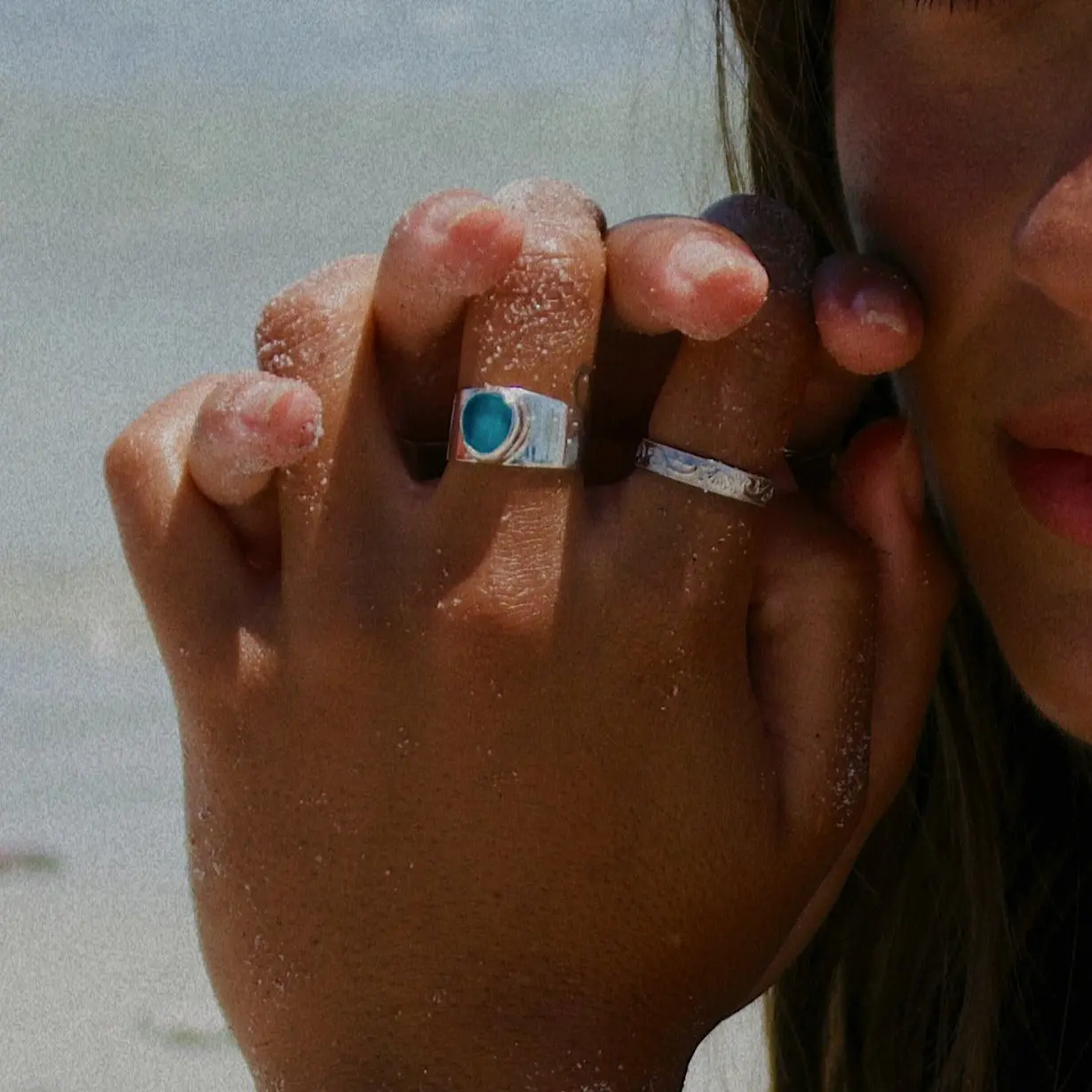 Blue Bold Sea Glass Band (Handmade)