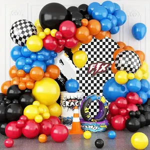 118pcs Race Car Theme Black Yellow Red Latex Balloons Garland Arch Kit for Birthday Wedding Bridal Party Outdoor Background Home Bar Decoration Supplies