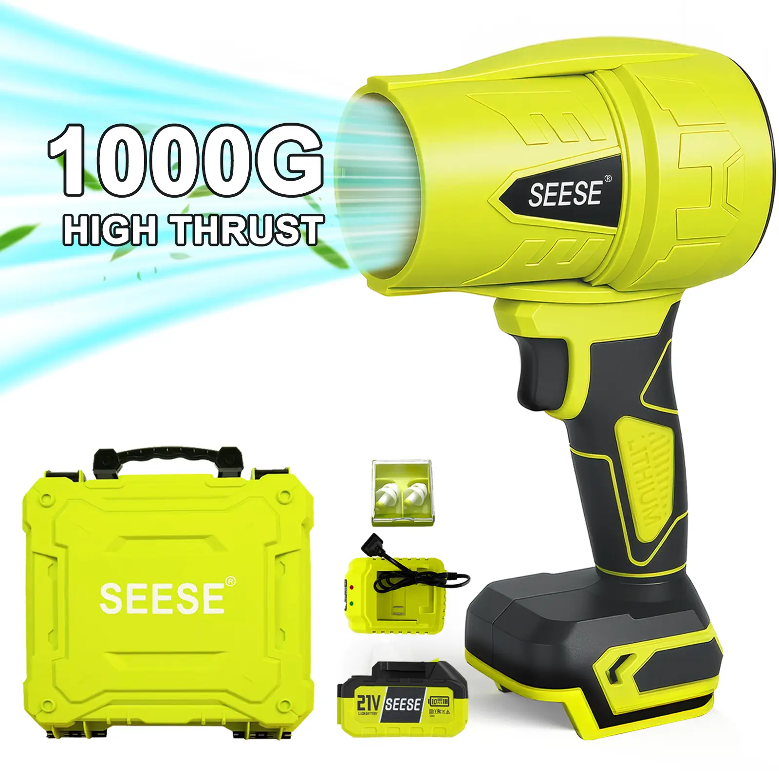 SEESE Cordless Leaf Blower - Violent Turbo Handheld Snow Blower, Lightweight Design, Gardener,Garden Mainte,Car Owner,Suitable for Car Drying After Wa