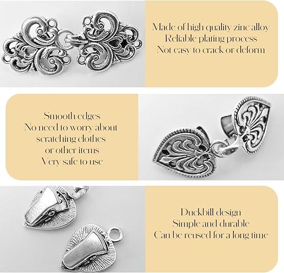 Vintage sweater with knob clip, silver lock clip for shawls, dress brooches for girls, fashion decor Cute Clasps Stylish Durability Style Elegant