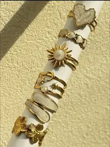 6 pcs set Women's Simple Fashion Sunflower Stackable Rings Set, 6-Piece Casual Party Jewelry Gift, Perfect Valentine's Day Present