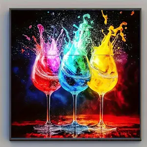 Creative Goblet Diamond Painting Set - 20x20cm DIY Full Diamond Round Acrylic Diamond, Design - Craft, Ideal for Creative Wall Hanging and Art, Diamond Painting Kits