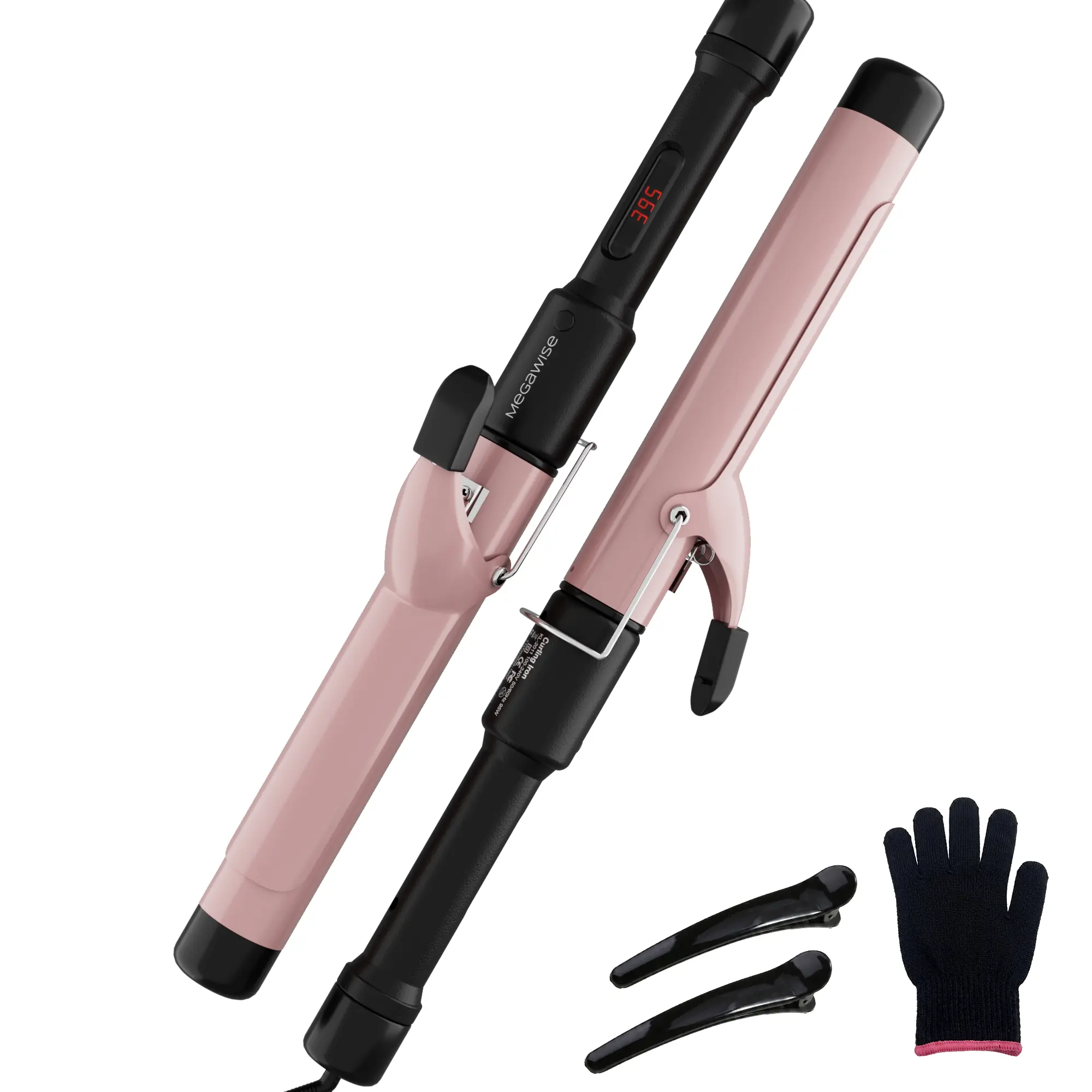 MEGAWISE 1.25-Inch Ceramic Barrel Curling Iron for Soft Curls, 60s Fast Heating, Adjustable Heat Up to 430°F, LCD Temp Ctrl, Plug Powered, Dual Voltage, Suitable for All Hair Types