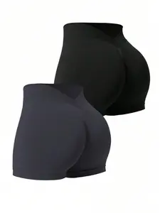 Women's Solid Color Gym Shorts, Running Yoga Shorts, Breathable Comfortable Skinny Shorts for Yoga Gym Workout, Ladies Sportswear for All Seasons