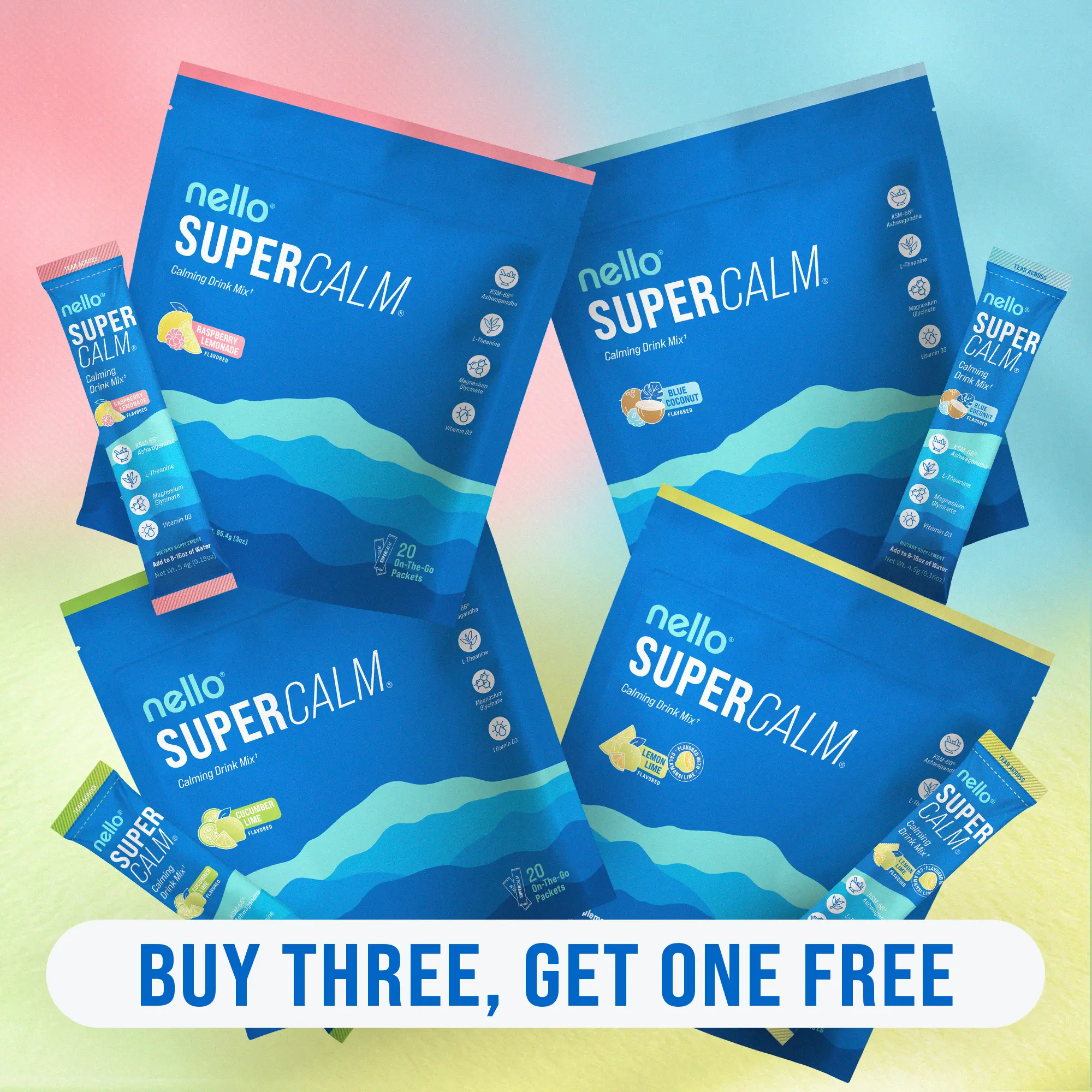 Nello Supercalm Travel Packets 4-Flavor Bundle Nello Supercalm Travel Packets 4-Flavor Bundle
