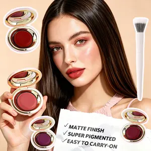 4-Color Potato Mud Blush Stick Set with Hand Brush, Natural for Cheeks and Lips, Beginner Friendly, Nourishing and Multi-Use for a Glowing Complexion