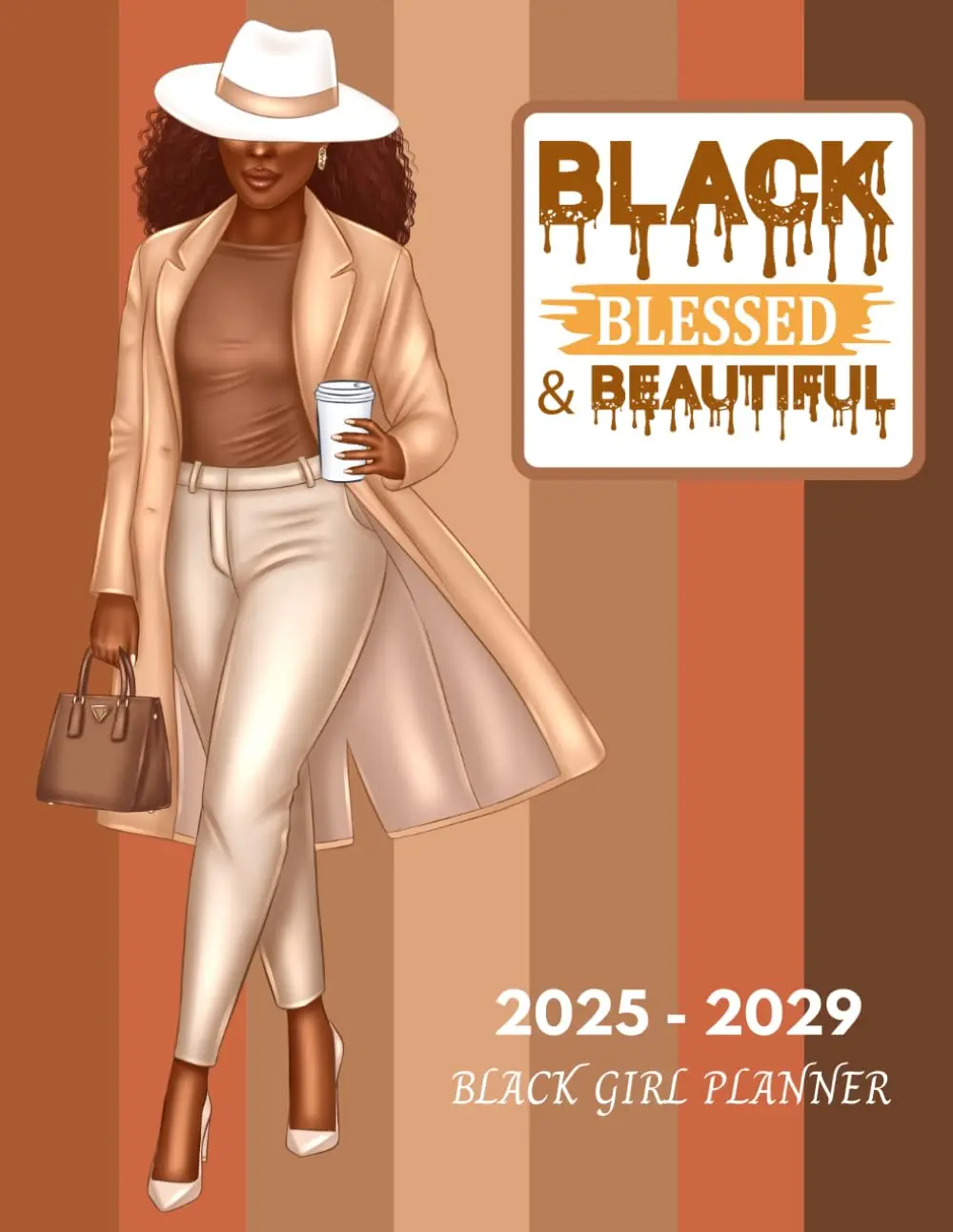 2025-2029 Black Girl Planner Blessed and Beautiful 5 Years with Holidays and Inspirational Quotes