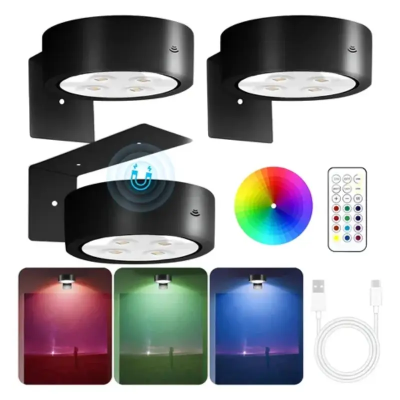 Artistic Lighting Set, Modern Magnetic Wall Lamp, 12 RGB Colors, Remote Control Dimming, Timer Setting, Wireless Installation, Multifunctional Ambient Lights, Dimmable Mood Lamp