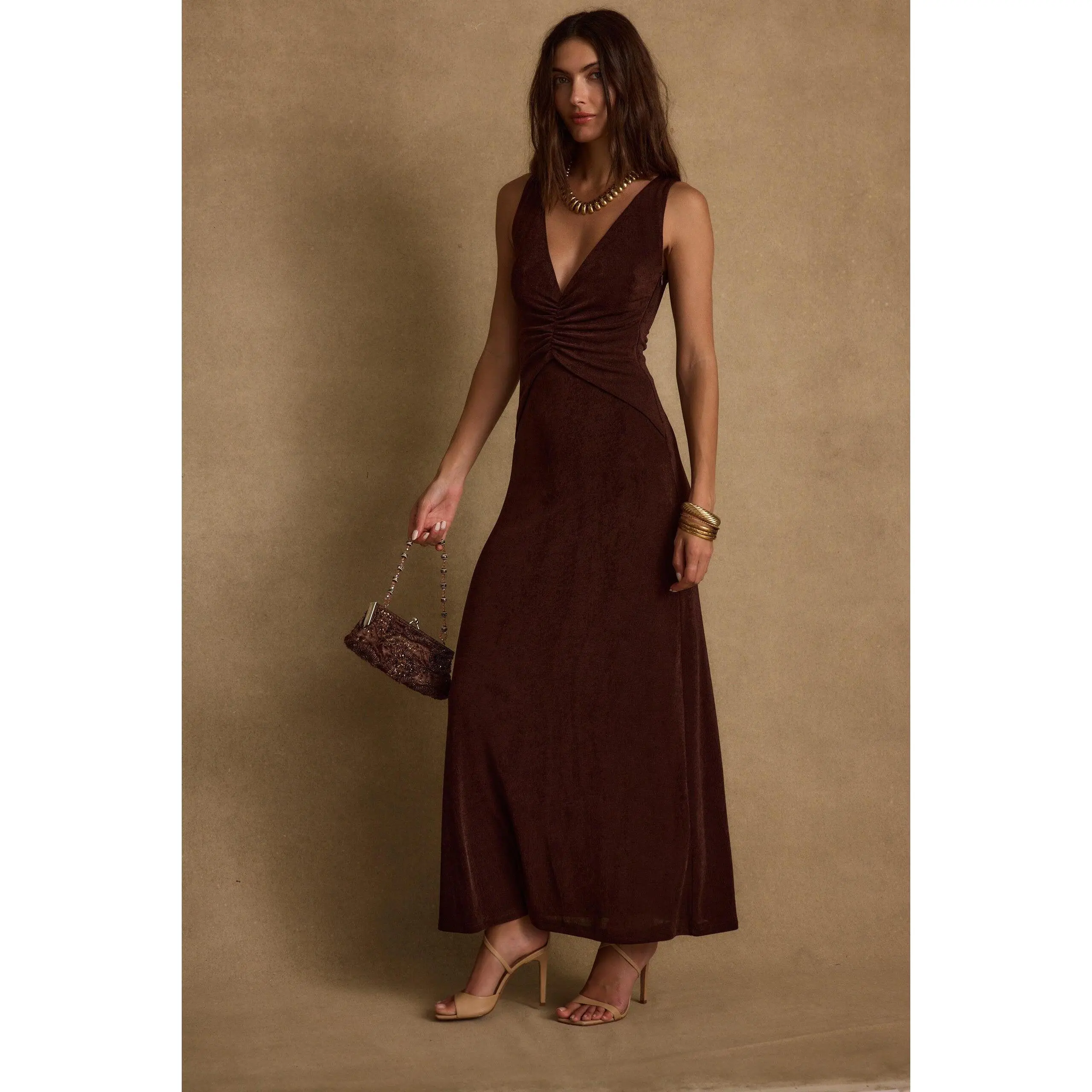 Reese Espresso Slinky Maxi Dress