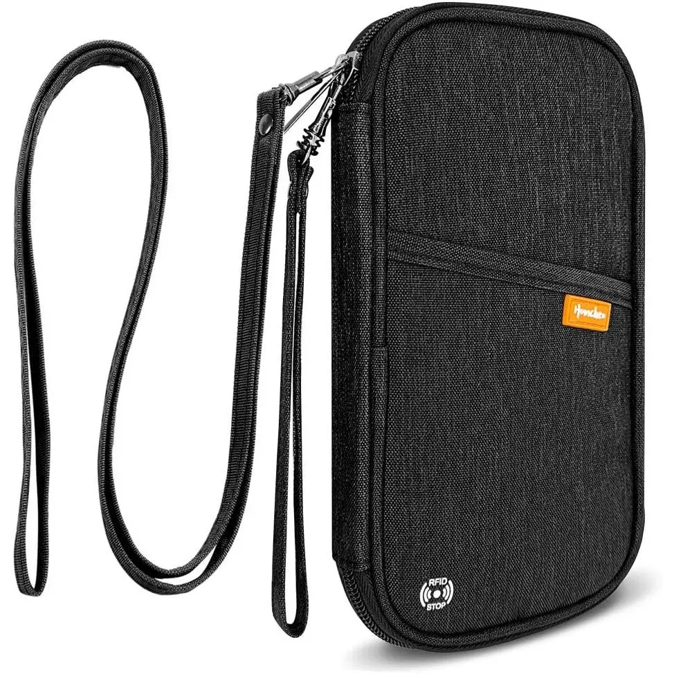 RFID Family Passport Wallet Holder , Travel Document Organizer Credit Card Clutch Bag for Men Women