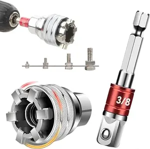 Multi-Function Universal Socket Wrench Tool with Adapter, 10-19mm, 3/8''-3/4'' Ratchet Wrench, Updated Adjustable Drive Socket Wrench Sleeve for 3/8" Drive Ratchet Torque Wrench and Power Drill