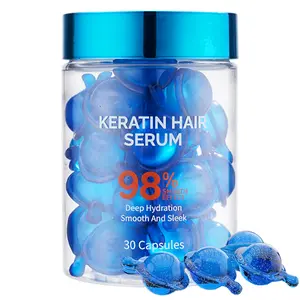 Hair Oil Capsules with Avocado, Jojoba & Argan Oil for Damaged Hair - Keratin Styling & Moisturizing Anti Frizz Serum with Vitamins A, E & B5 (30 Capsules)