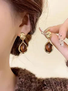Vintage Fashion Earrings Set, Includes Geometric, Round Bead, Teardrop Shapes, Perfect for Various Styles, Adds Elegant Touch