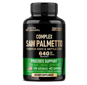 Saw Palmetto for Men 640mg - Pumpkin Seed | Nettle | Zinc & Pygeum - Prostate Health & Urinary Supplement - DHT Blocking & Hair Support - 45% Fatty Acids, Clinical Strength - 120 Capsules