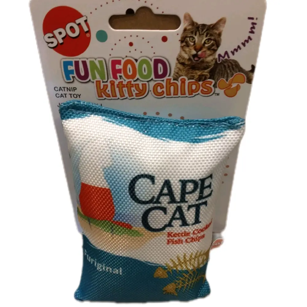 Plush Catnip Fish Chips Interactive Cat Toy - Squeaking Design for Entertainment, Exercise Brain & Promoting Physical Fitness