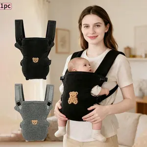 1pc Bear Embroidered Baby Carrier, Adjustable Front Carry Shoulder Strap, All-Season Lightweight Infant Backpack, Newborn Sling Carriers