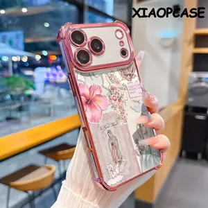 Fashion Creative Hibiscus and the Virgin Mary Design Phone Case Suitable for iPhone 17 16e 16 15 14 13 12 11  Pro Max Air Plus Anti-Drop Transparent Soft Back Cover