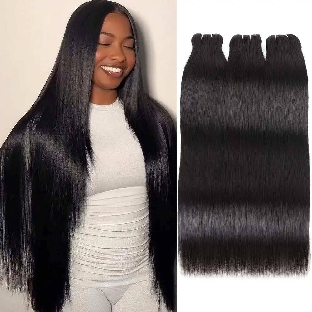 [15A Raw Straight Hair ] Ishow Brazilian Straight Hair Body Wave Hair Unprocessed Raw Human Hair With Lace Closure 1 3 4 Bundles Hair Extension 2*6 /4*4 Lace Closure With Hair Bundles 95-100G/ Bundle Ture To Length Natural Black Color