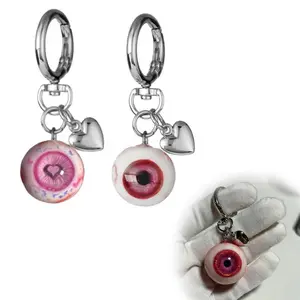 Goth Keychain Horror Eyeball Bag Charms Halloween Accessories Gothic Heart keychain Key Ring Funny Decor Cool Purse Charms for Men Women