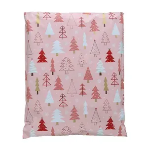 Pink Christmas Tree Poly Mailers Size 14x17 Shipping Bags