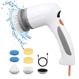 2025 Electric Spin Scrubber, New Electric Bathroom Brush with 6 Replaceable Heads, Power Scrubber with LED Display, Electric Scrubbers for Cleaning Shower, Tile, Grout, Sink