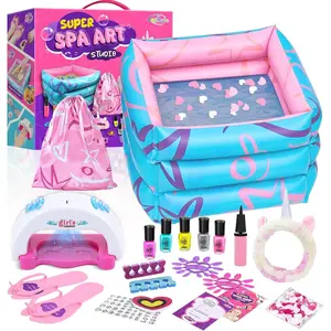 Kids Spa Kit for Girls, Foot Spa Day Kit, Nail Art Salon Kit for Manicures Pedicure, Christmas Birthday Gift for 6-12 Years Old Girls