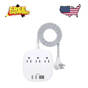 Travel Power Strip with 3 Outlets 4 USB Ports 3.1A,3ft Flat Plug Extension Cords