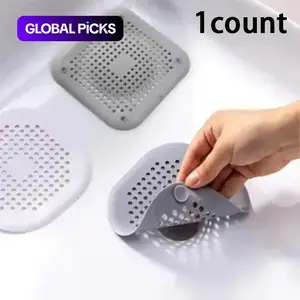 Random Color Shower Hair Catcher, 1 Piece Portable Drain Hair Stopper and Protector, Rubber Cover Hair Filter Bathroom Accessory for Bathroom and Kitchen #GLOBAL PICKS