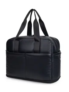 Durable Nylon Commuter Laptop Travel Bag, Modern Minimalist Expandable Capacity Handbag, Multi-Layer Storage Plain Stitched Tote