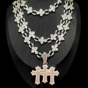 New Cross Zircon Pendant Eye Zircon Cuban Chain Trend Jewelry Men's Suit star land us abalone initial necklace gift birthday wed anniversary gift simple men luxury