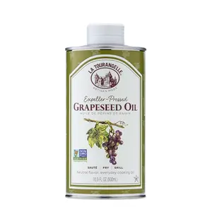 La Tourangelle, Expeller-Pressed Grapeseed Oil, High Heat Neutral Cooking Oil, Cast Iron Seasoning, Also Great for Skin, Hair, and DIY Beauty Recipes, 16.9 fl oz