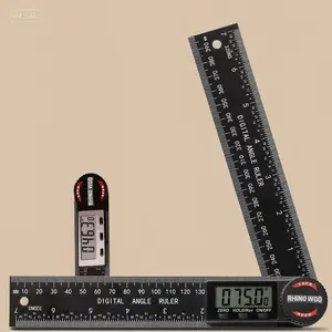 7-Inch Precision Digital Protractor with Lock, 0 & Hold Functions, 200mm Ruler, Enhanced ABS Construction, Accurate Reading, Convenient Battery Replacement, 2 Batteries Included for Woodworking DIY Projects