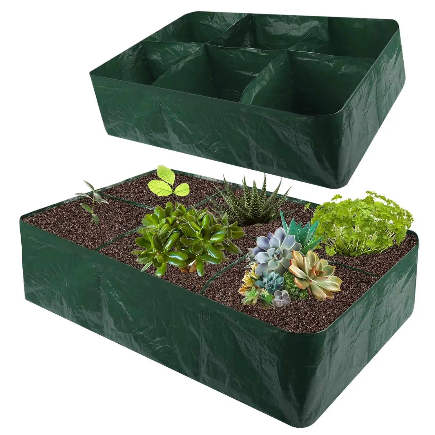 Portable Divided Rectangular Garden Planter - Raised Planter Box, Flower Bed Box, Planting Bag for Vegetables, Flowers, Outdoor Home Improvement Garden Supplies Accessories, Planting Box plant growth homedecor